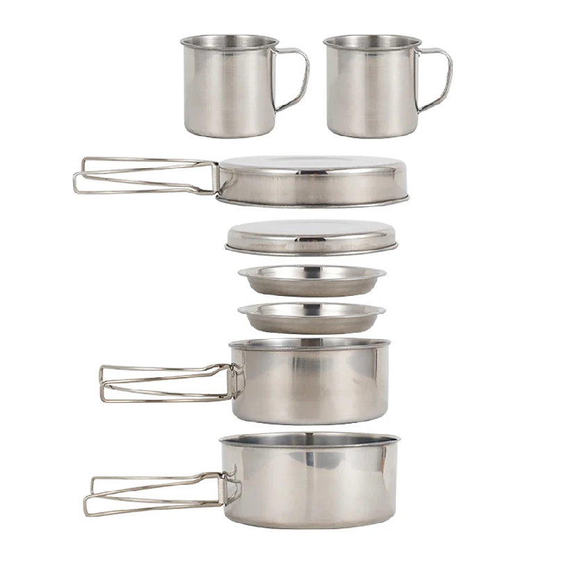 Camping Cooking Pan Set - Ensemble de 8 ustensiles de cuisine