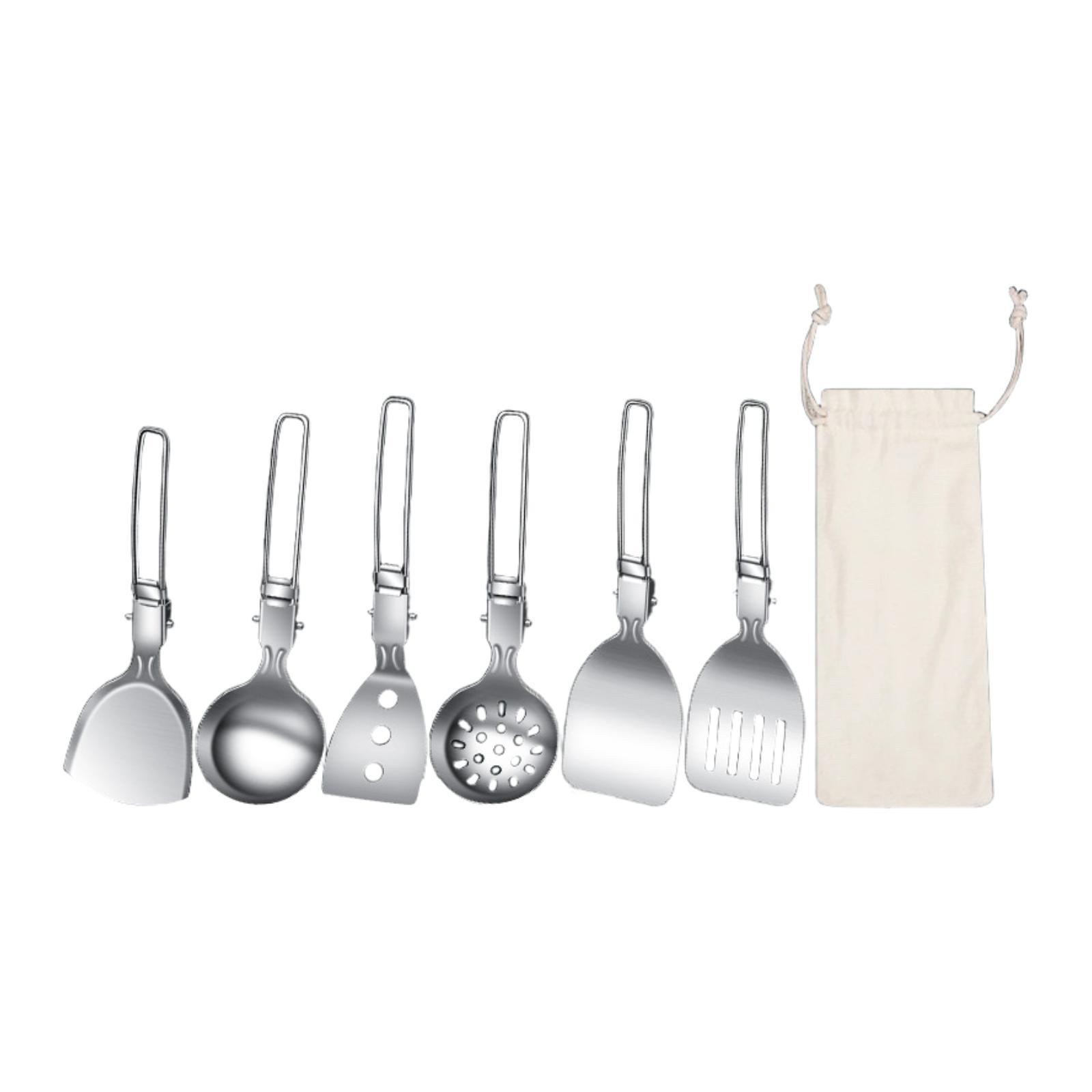 Camping Cooking Essentials Kit - 7 pièces ensemble d'ustensiles de cuisine