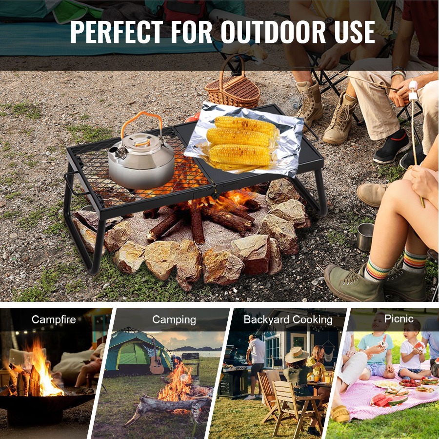 Camping Cooking Over Fire - Grille de camping pliable en acier