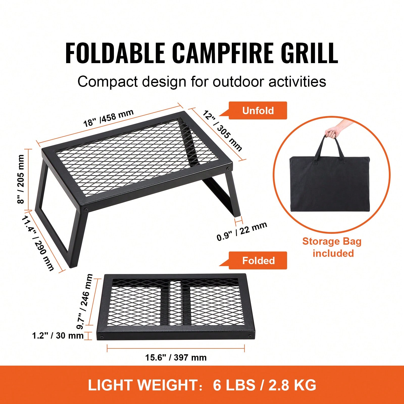Camping Cooking Over Fire - Grille de camping pliable/rotative, grille en