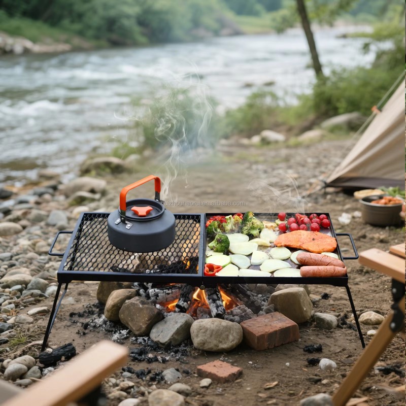 Camping Cooking Over Fire - Grille de cuisson pliable pour camping