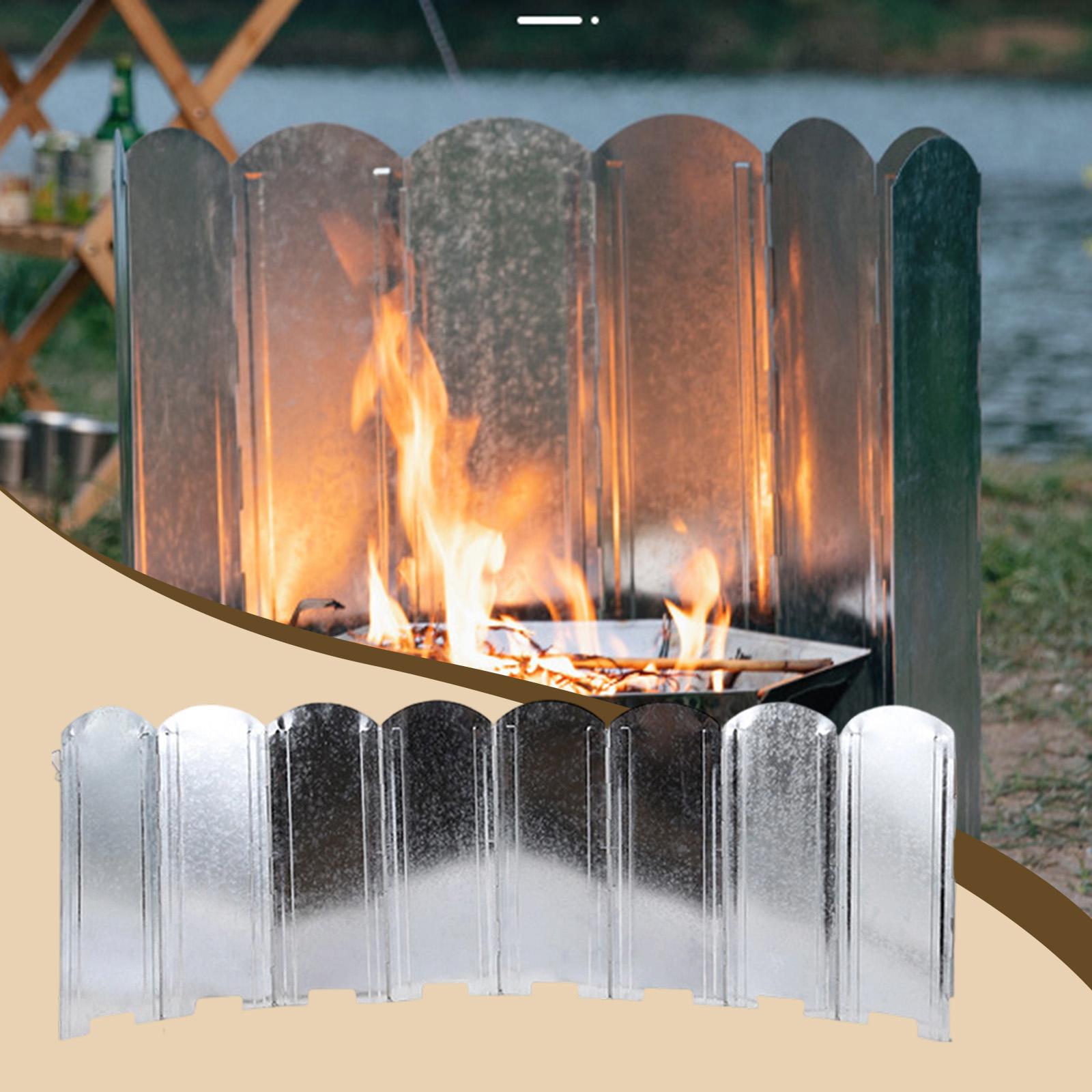 Camping Cooking Wind Blocker - Paravent pliable en fer portable pour