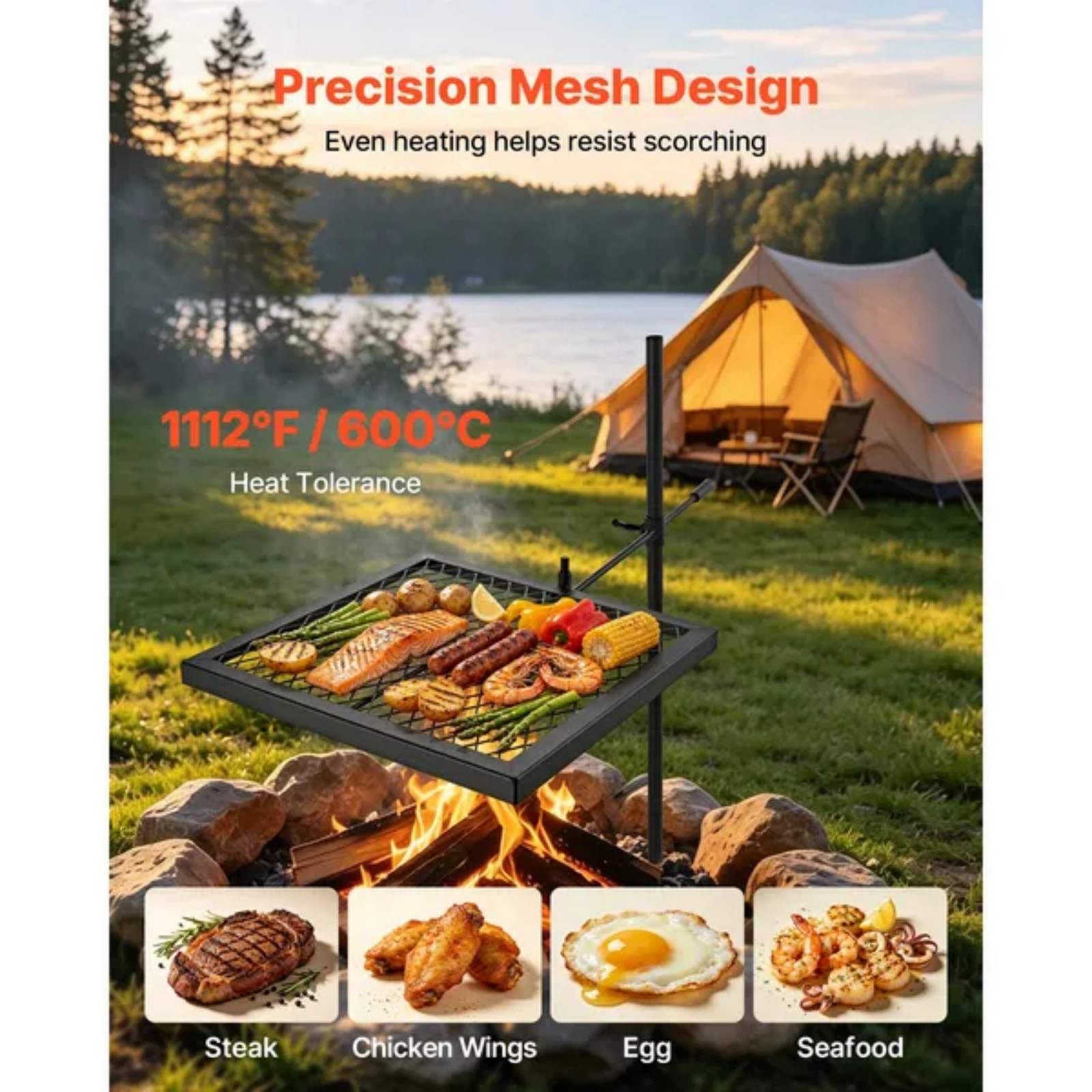 Grille de camping pivotante ro - Camping Cooking Over Fire avis et prix
