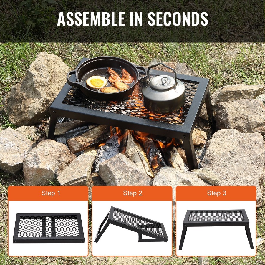 Grille de camping pliable en a - Camping Cooking Over Fire avis et prix